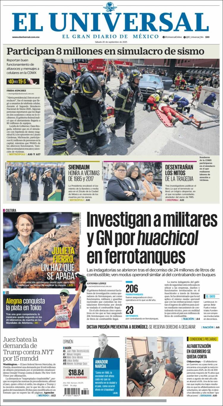 Portada de El Universal (M&eacute;xico)
