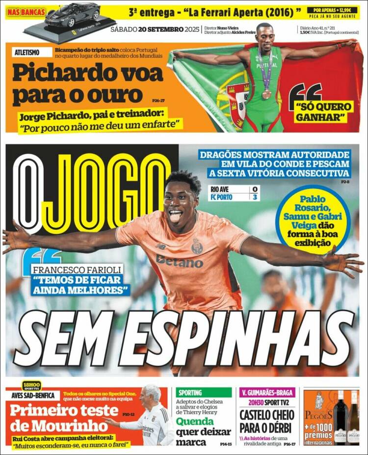 Portada de O Jogo (Portugal)