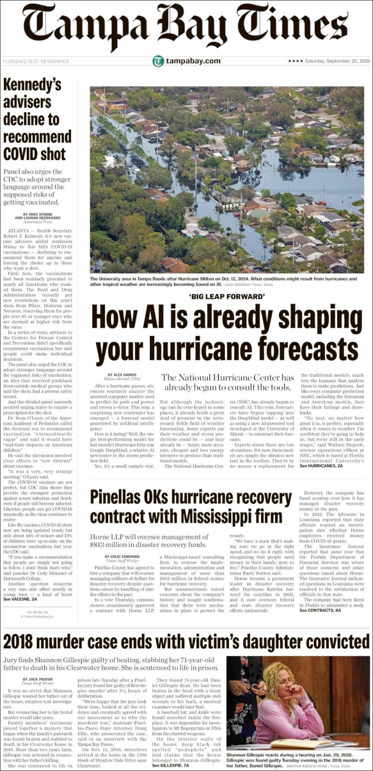 Portada de Tampa Bay Times (USA)