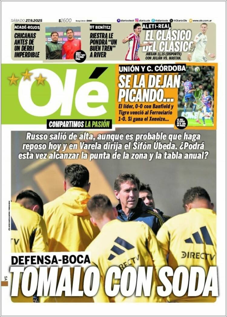 Portada de Olé (Argentina)