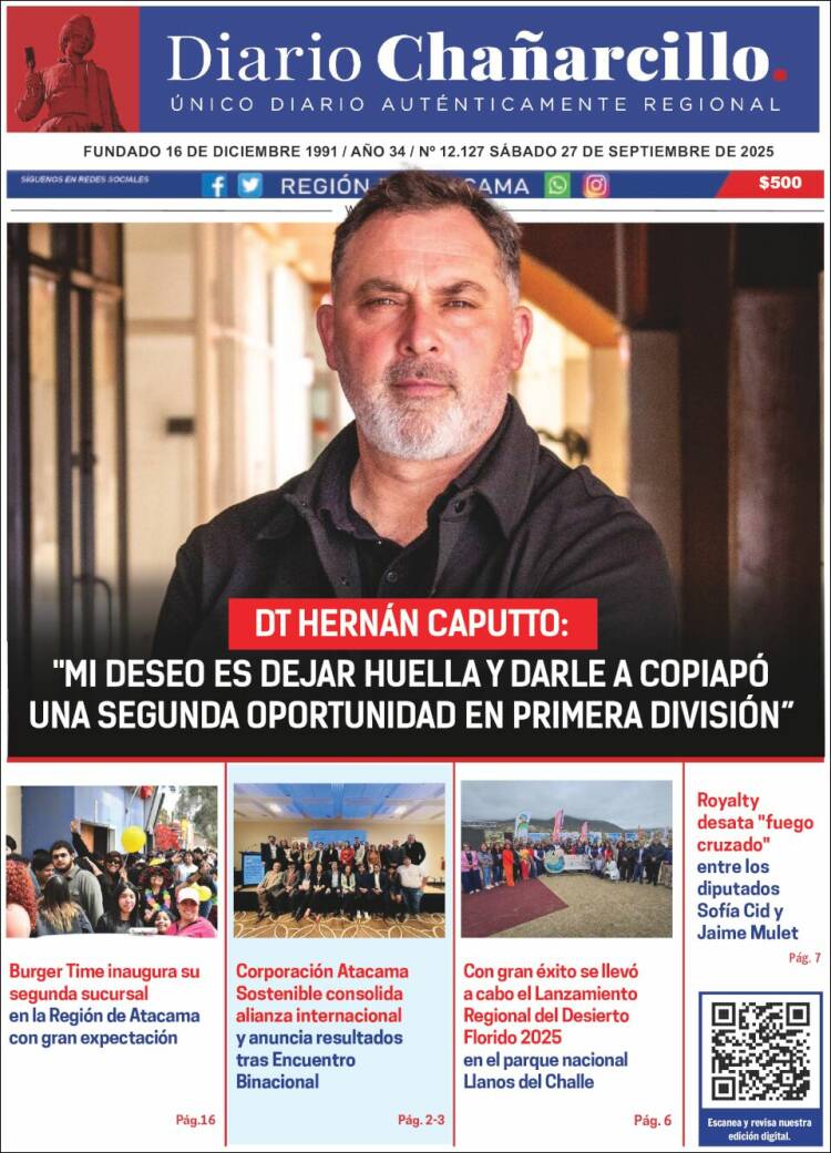 Portada de Diario Chañarcillo (Chile)