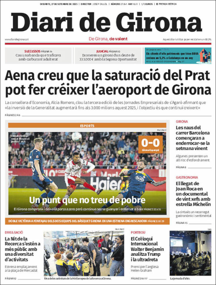 Portada de Diari de Girona (Espa&ntilde;a)