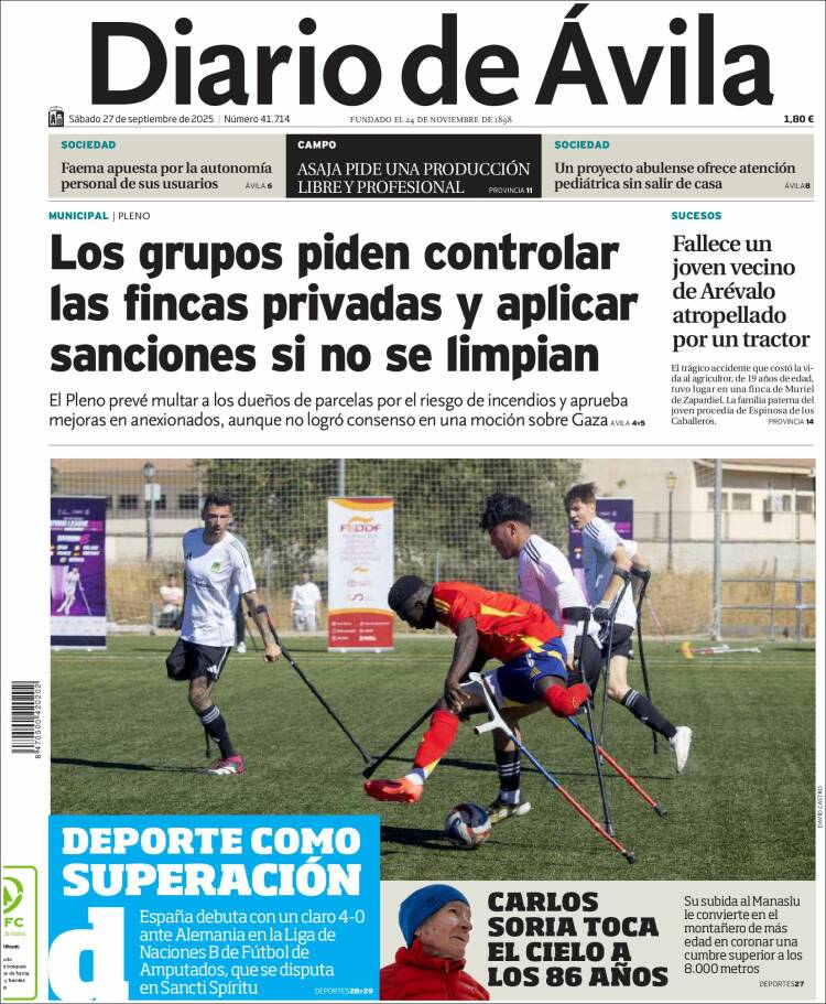 Portada de Diario de Ávila (Espa&ntilde;a)