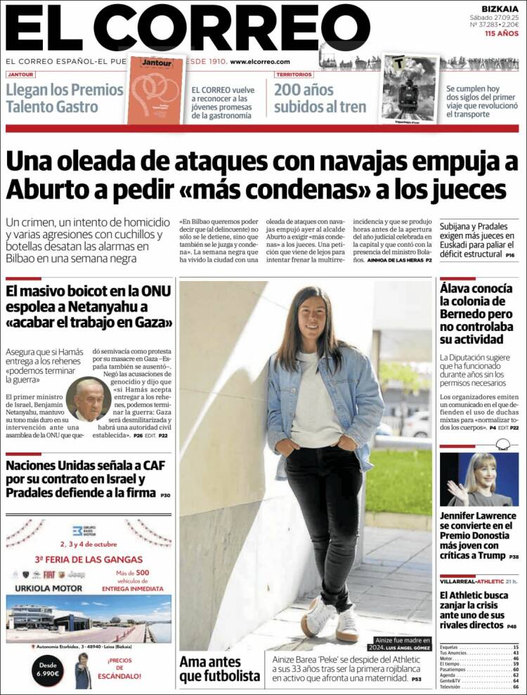 Portada de El Correo (Espa&ntilde;a)