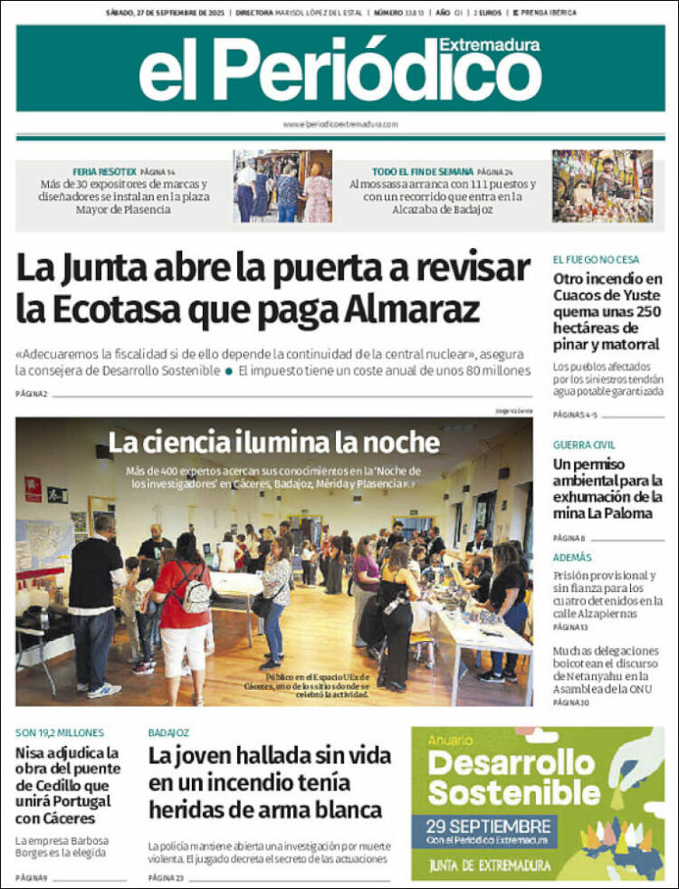 Portada de El Periódico de Extremadura (Espa&ntilde;a)