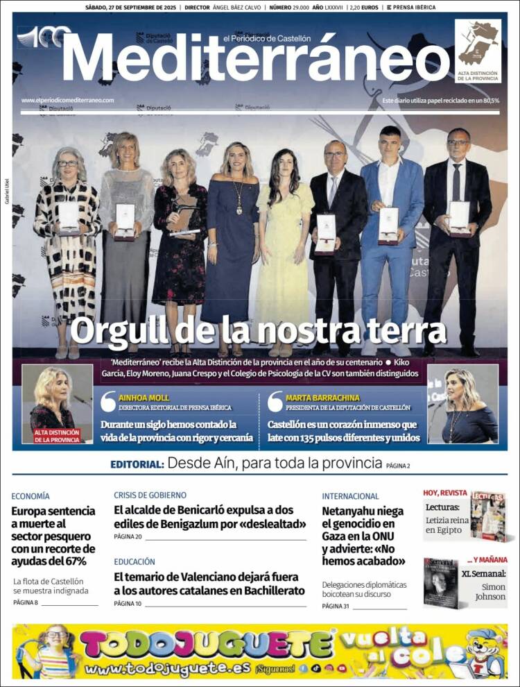 Portada de El Periódico Mediterraneo (Espa&ntilde;a)
