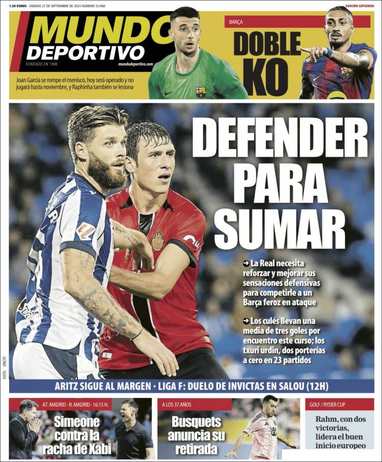 Portada de Mundo Deportivo Gipuzkoa (Espa&ntilde;a)