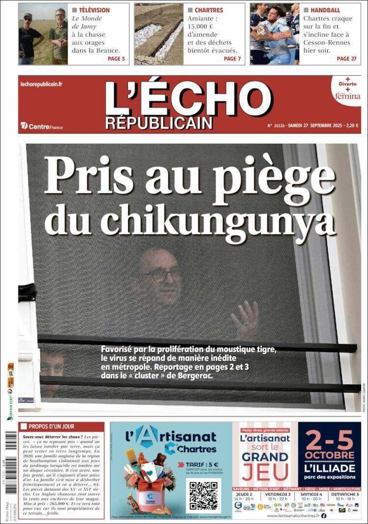 Portada de L'Echo Républicain (Francia)