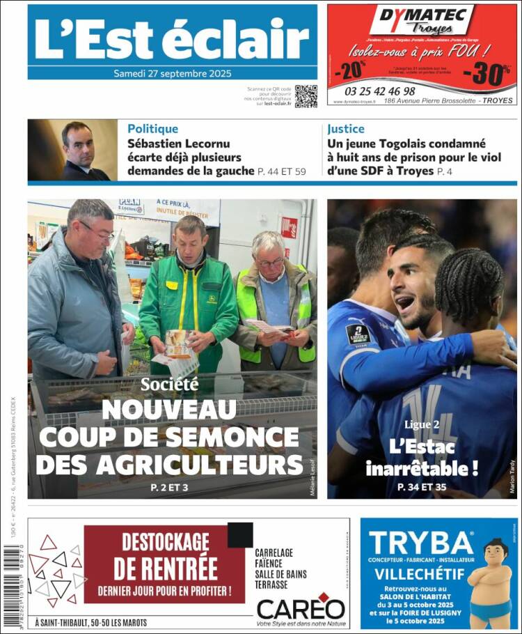 Portada de L'Est Eclair (Francia)