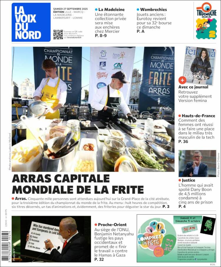 Portada de La Voix du Nord (Francia)