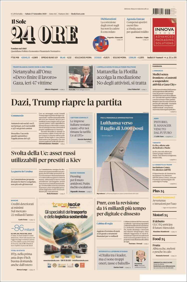 Portada de Il Sole 24 ORE (Italia)