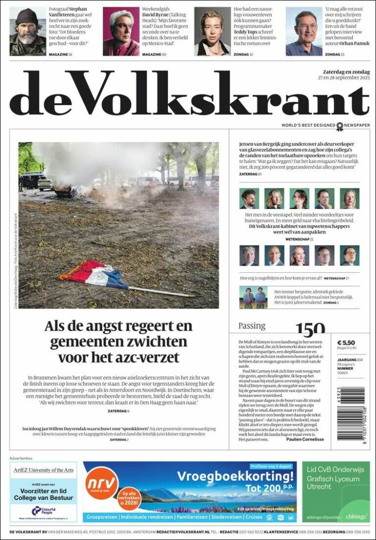 Portada de De Volkskrant (Pa&iacute;ses Bajos)