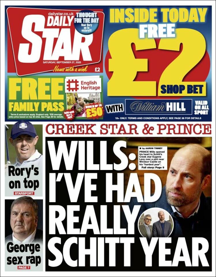 Portada de Daily Star (Reino Unido)