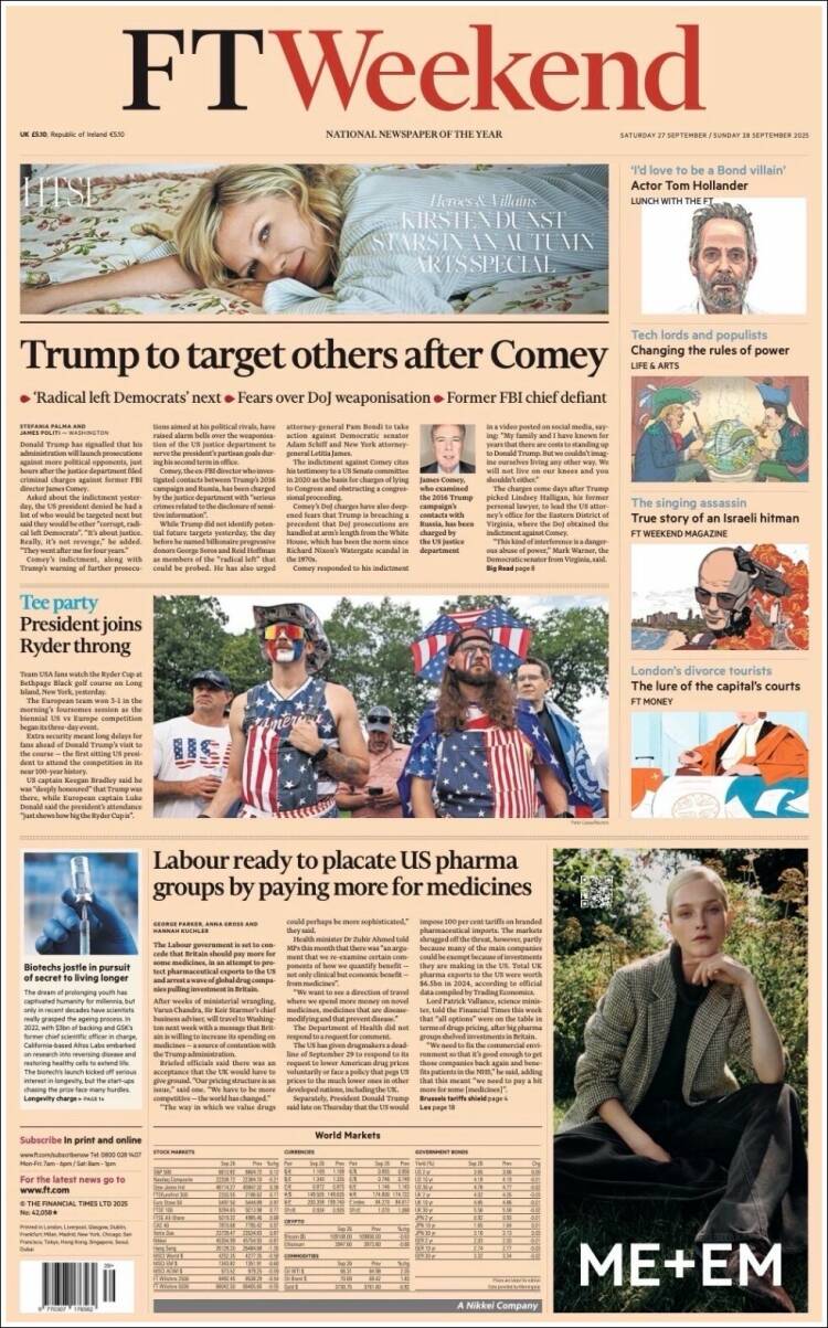 Portada de Financial Times (Reino Unido)