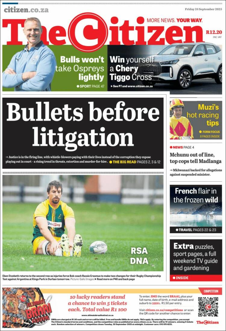 Portada de The Citizen (Sud&aacute;frica)