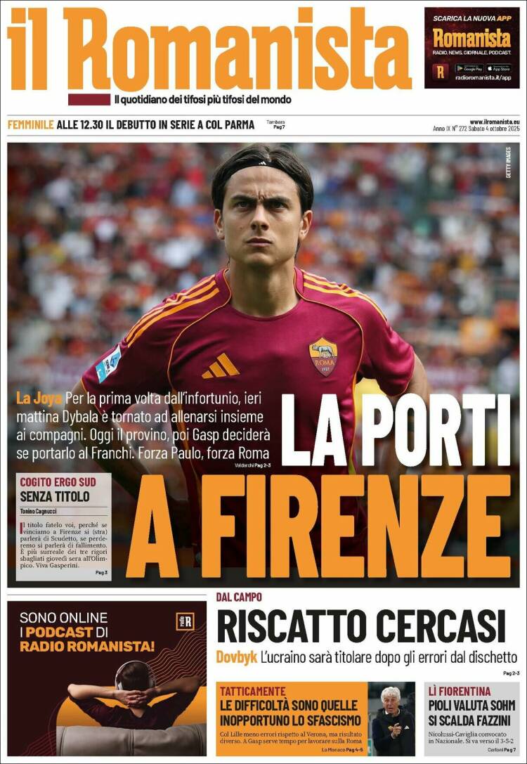 Portada de Romanista (Italia)