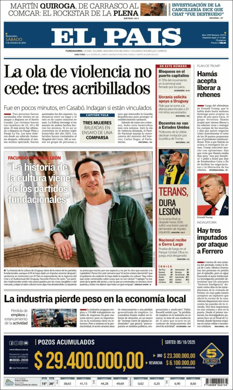 Portada de El País (Uruguay)