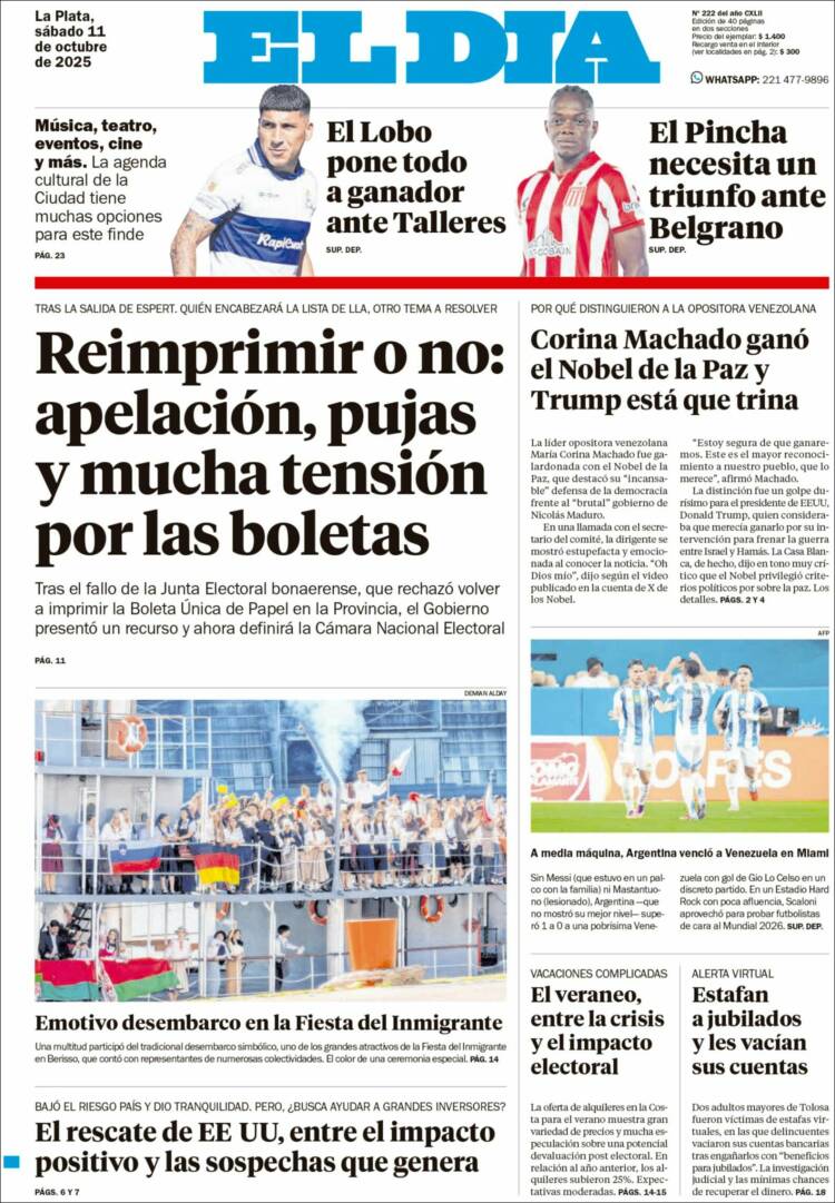 Portada de El Día de la Plata (Argentina)