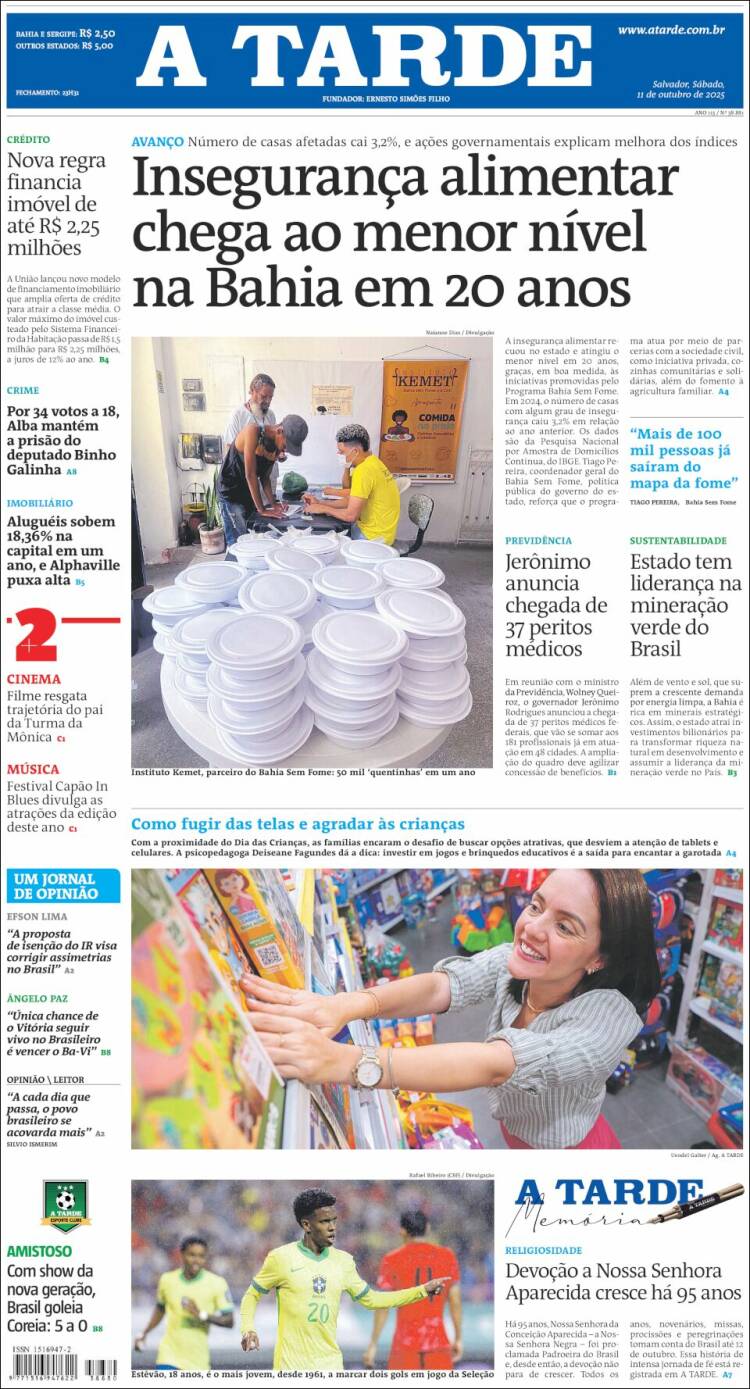 Portada de Diário A Tarde (Brasil)
