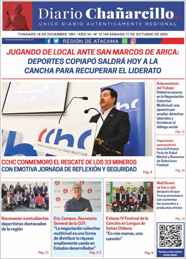 Portada de Diario Chañarcillo (Chile)