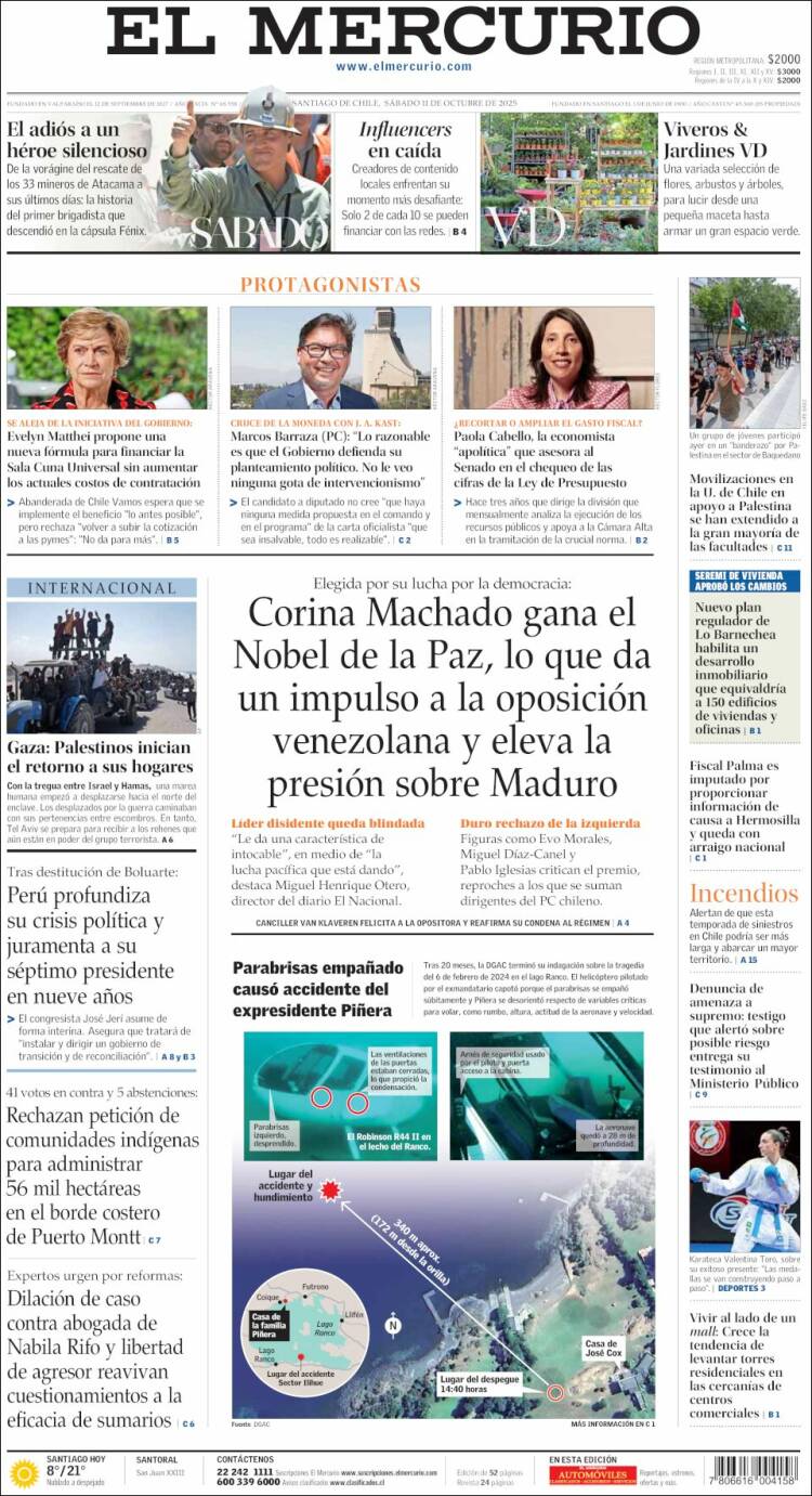 Portada de El Mercurio (Chile)