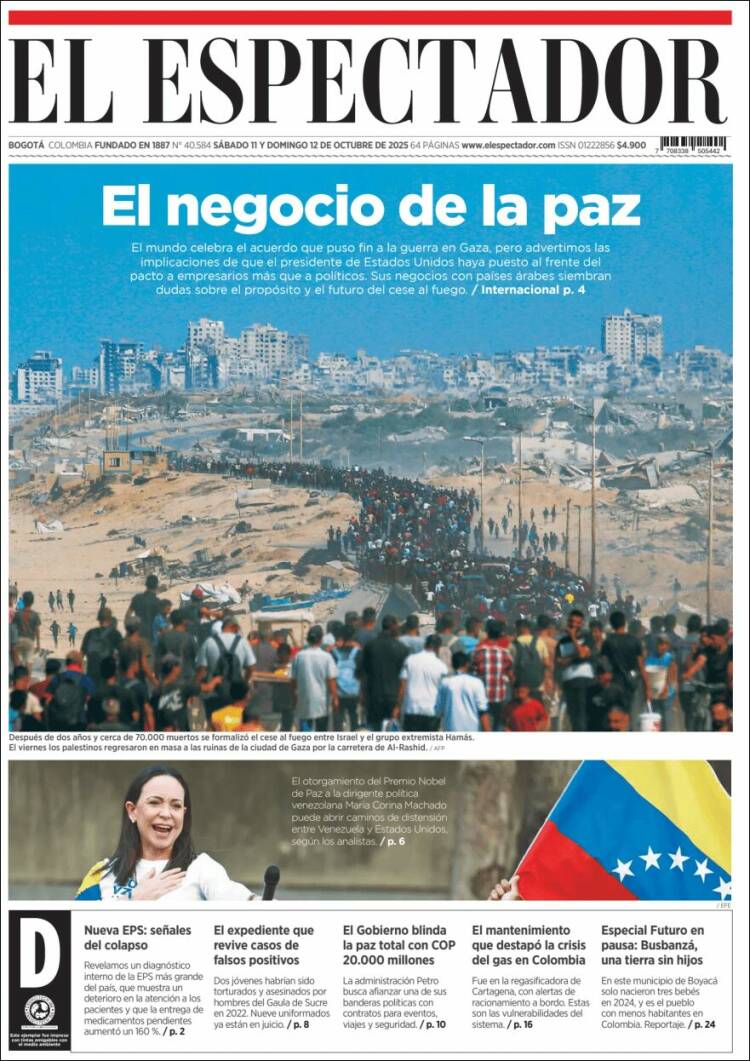 Portada de El Espectador (Colombia)