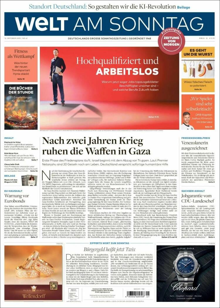 Portada de Die Welt (Alemania)