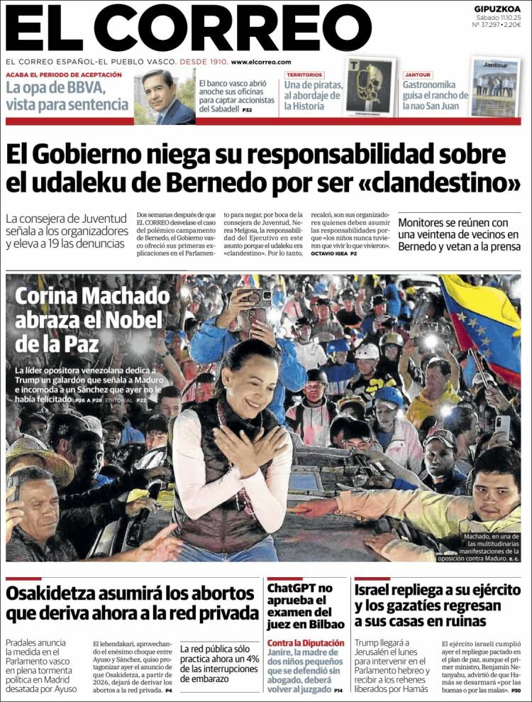 Portada de El Correo - Guipuzcoa (Espa&ntilde;a)