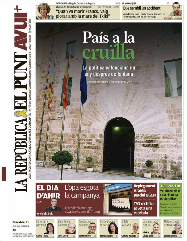 Portada de El Punt Avui (Espa&ntilde;a)