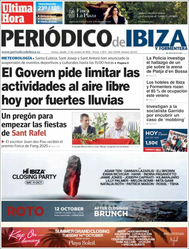 Portada de Periódico de Ibiza (Espa&ntilde;a)