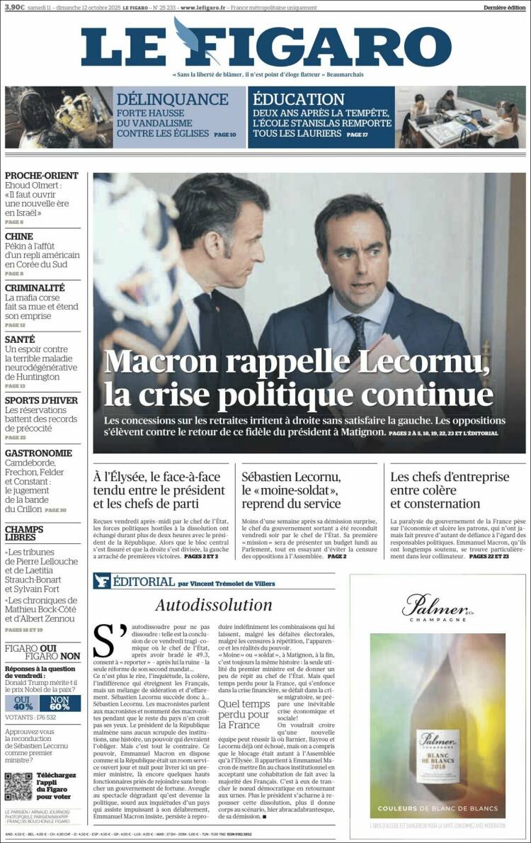 Portada de Le Figaro (Francia)