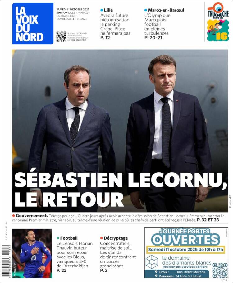 Portada de La Voix du Nord (Francia)