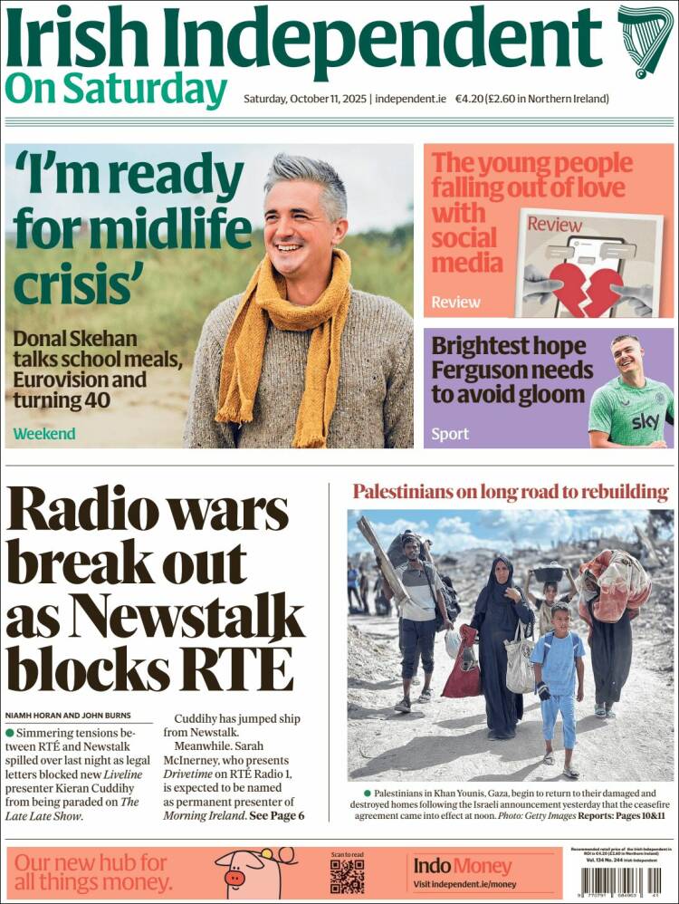 Portada de Irish Independent (Irlanda)