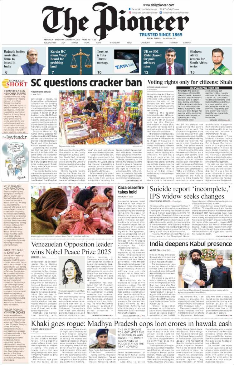 Portada de The Pioneer (India)