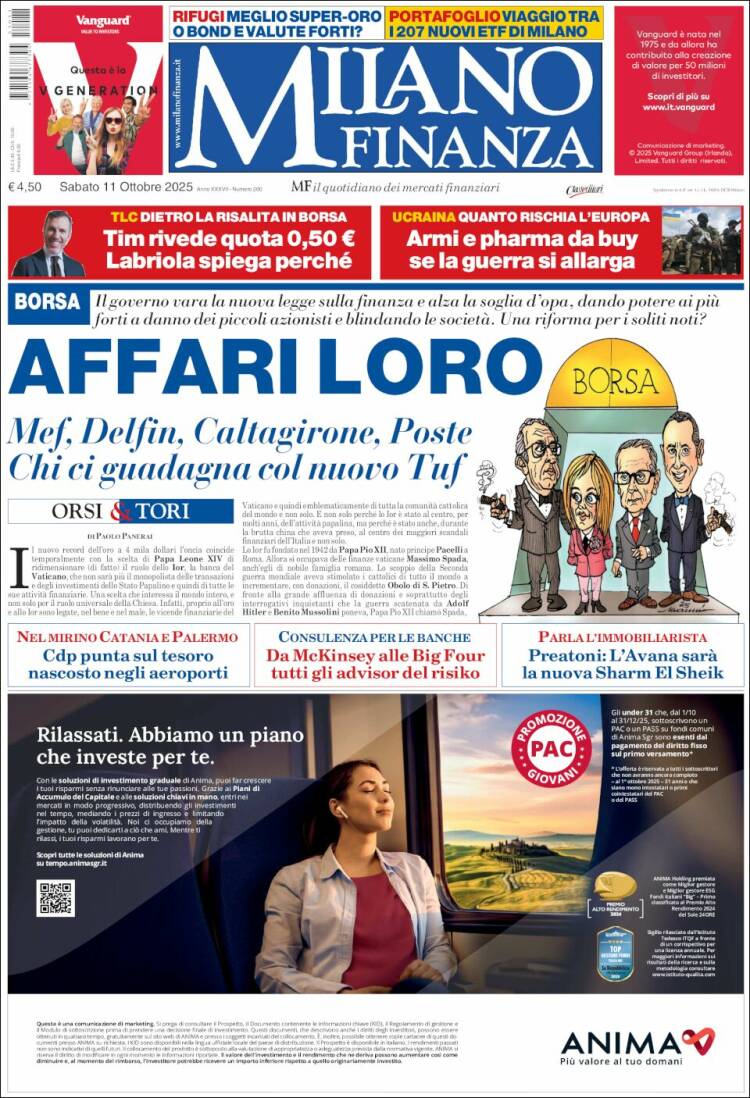 Portada de Milano Finanza (Italia)