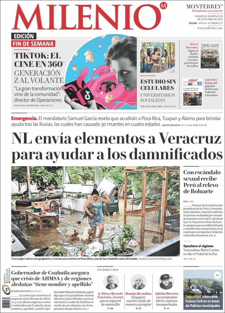 Portada de Milenio de Monterrey (M&eacute;xico)
