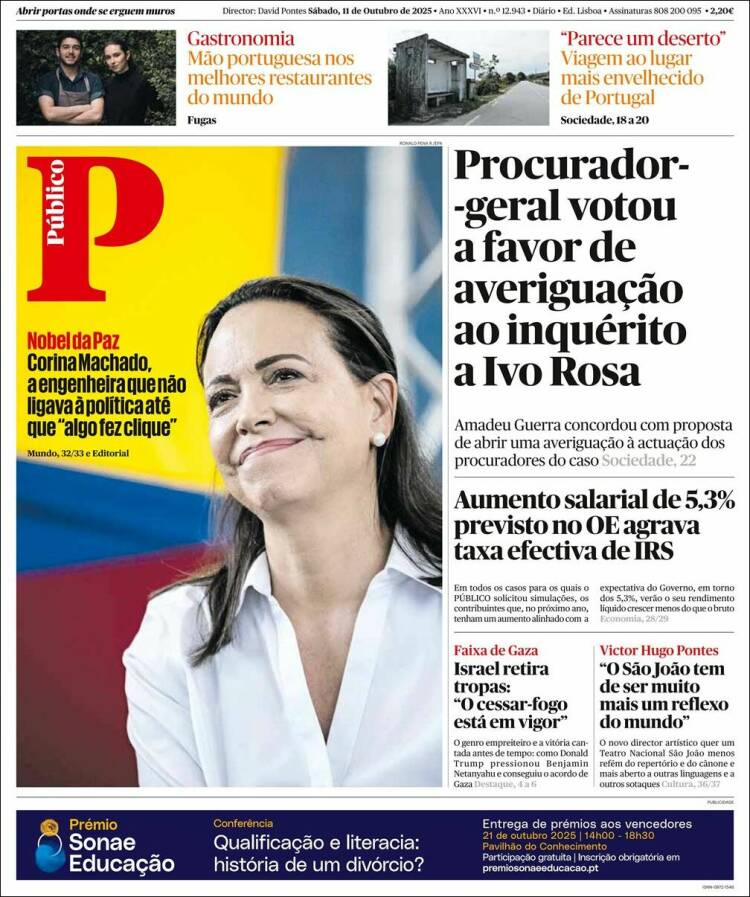 Portada de Público (Portugal)