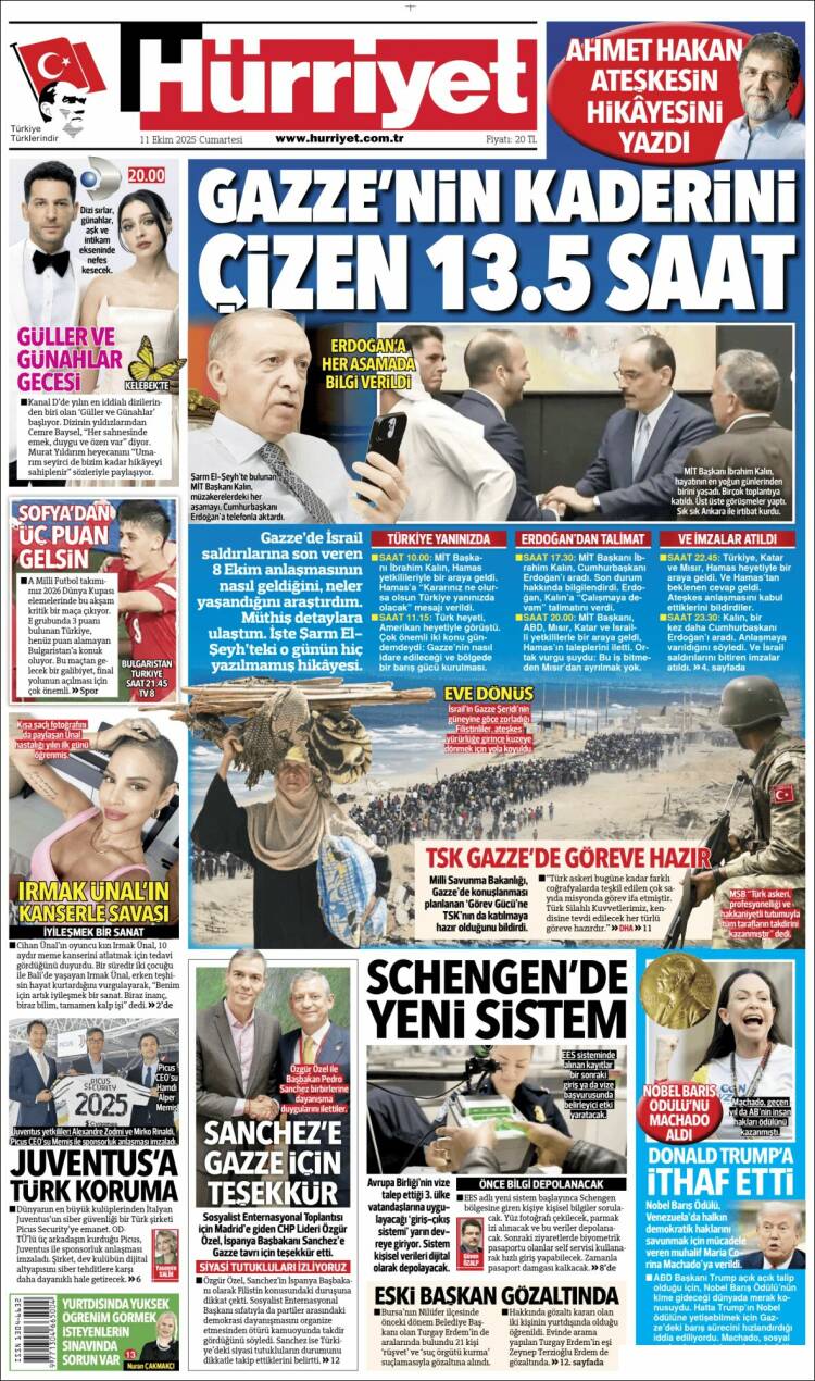 Portada de Hürriyet (Turqu&iacute;a)