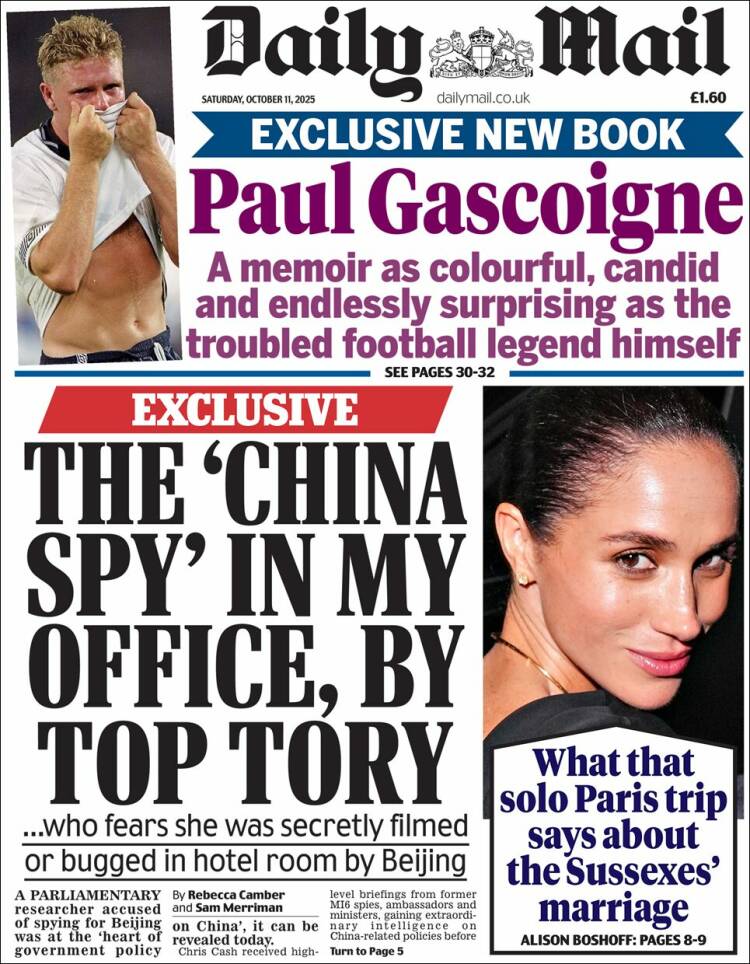 Portada de Daily Mail (Reino Unido)