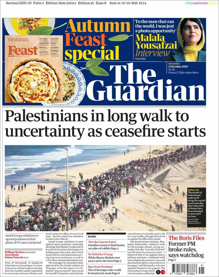 Portada de The Guardian (Reino Unido)