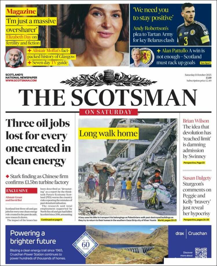 Portada de The Scotsman (Reino Unido)