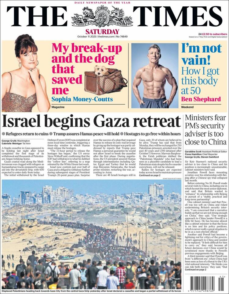 Portada de The Times (Reino Unido)