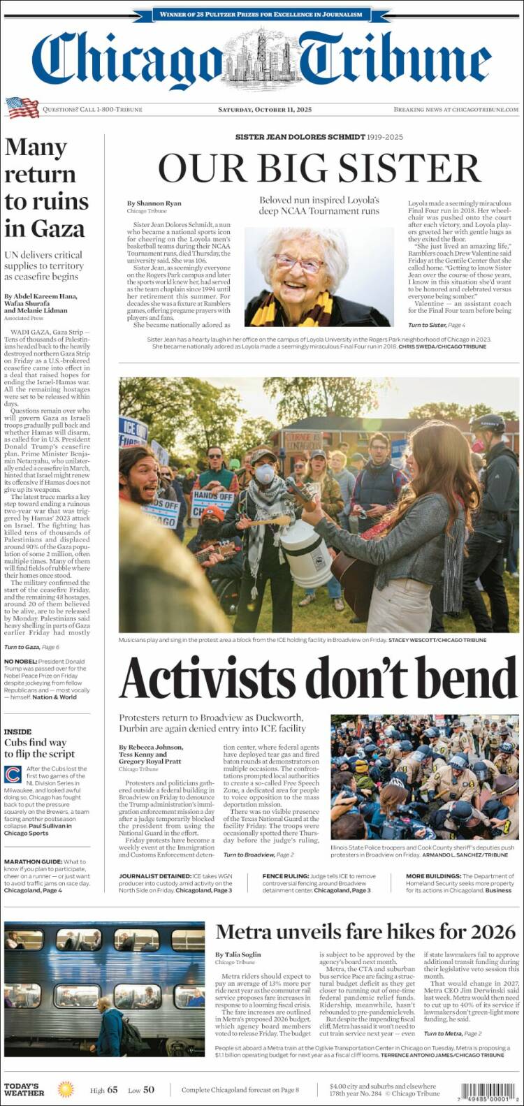 Portada de Chicago Tribune (USA)