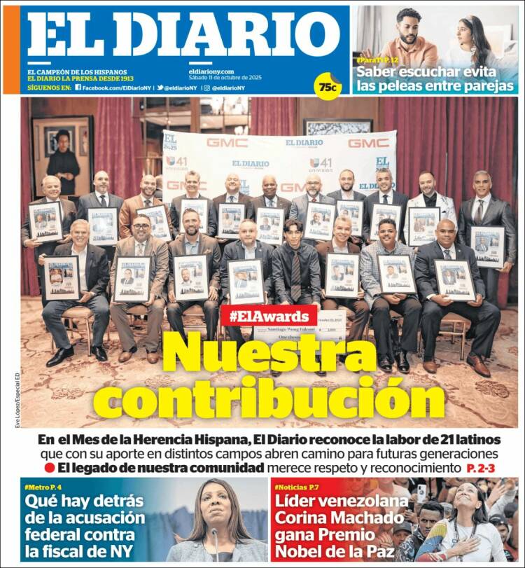 Portada de El Diario NY (USA)