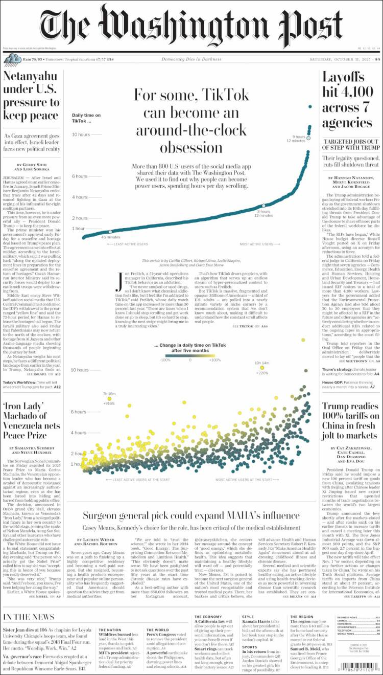 Portada de The Washington Post (USA)