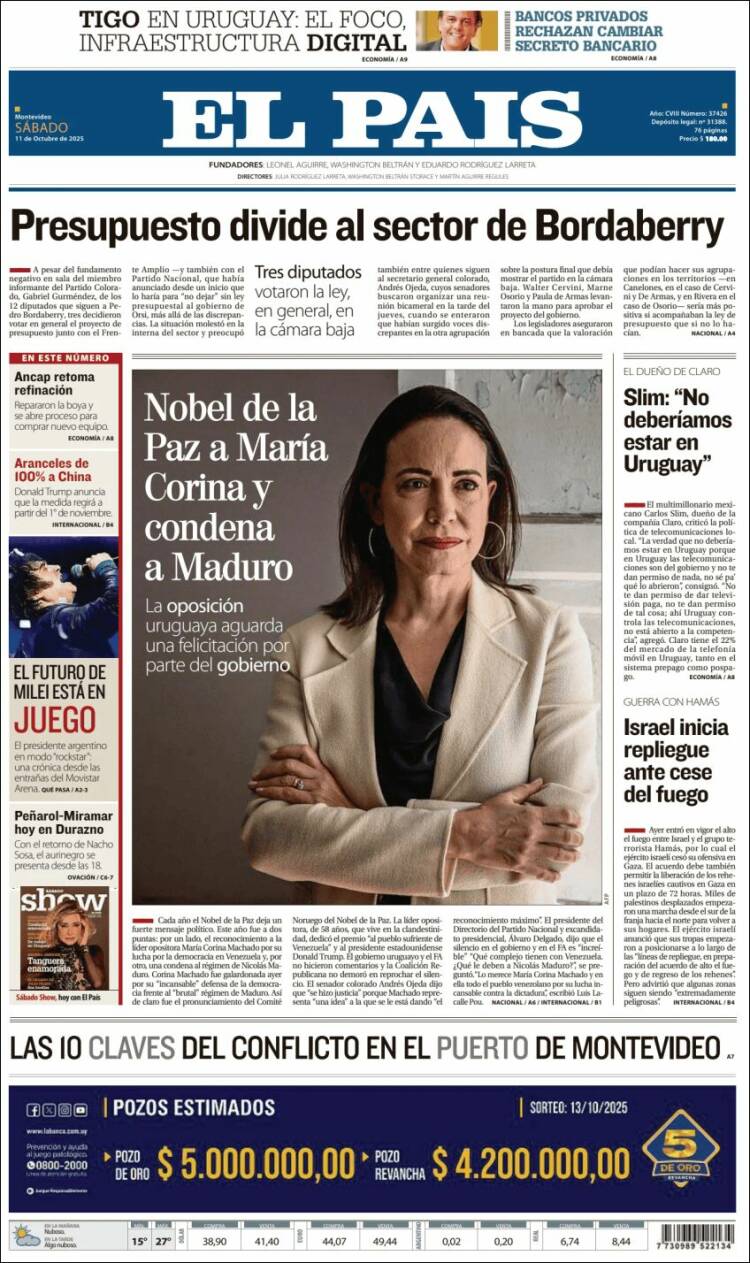 Portada de El País (Uruguay)