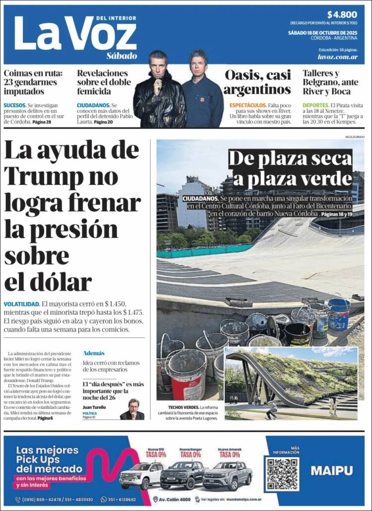 Portada de La Voz del Interior (Argentina)