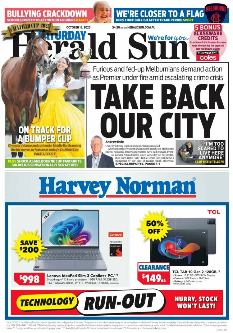 Portada de Herald Sun (Australia)
