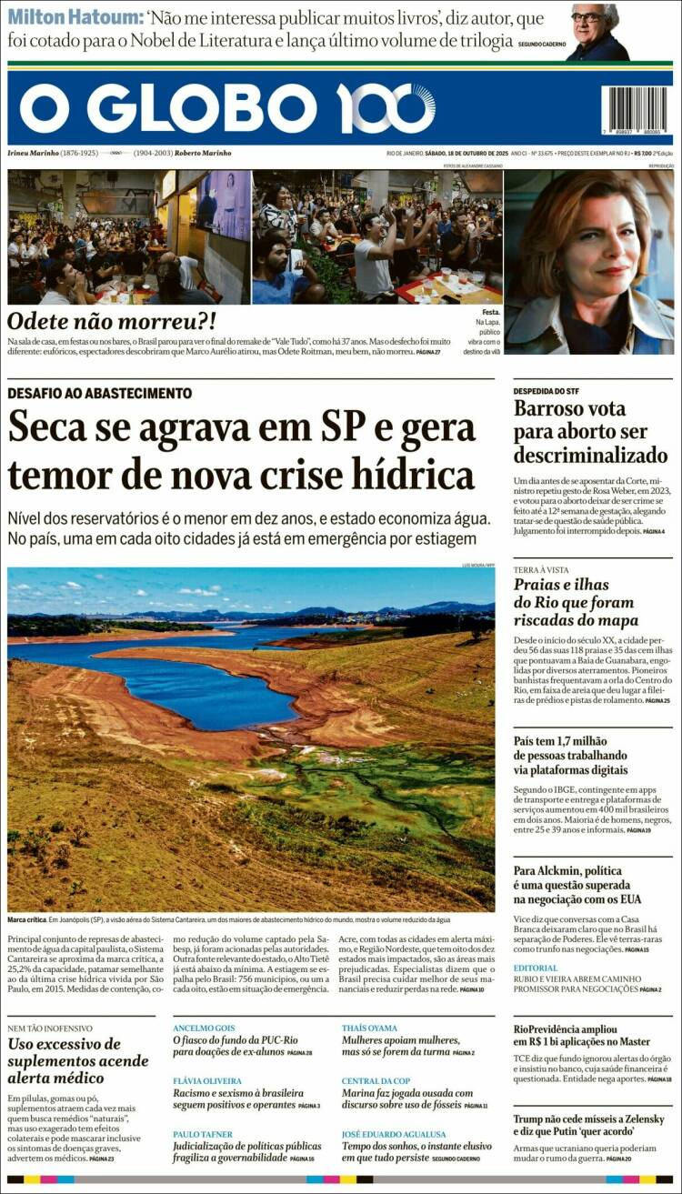 Portada de O Globo (Brasil)
