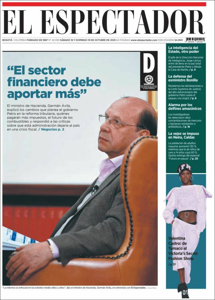 Portada de El Espectador (Colombia)
